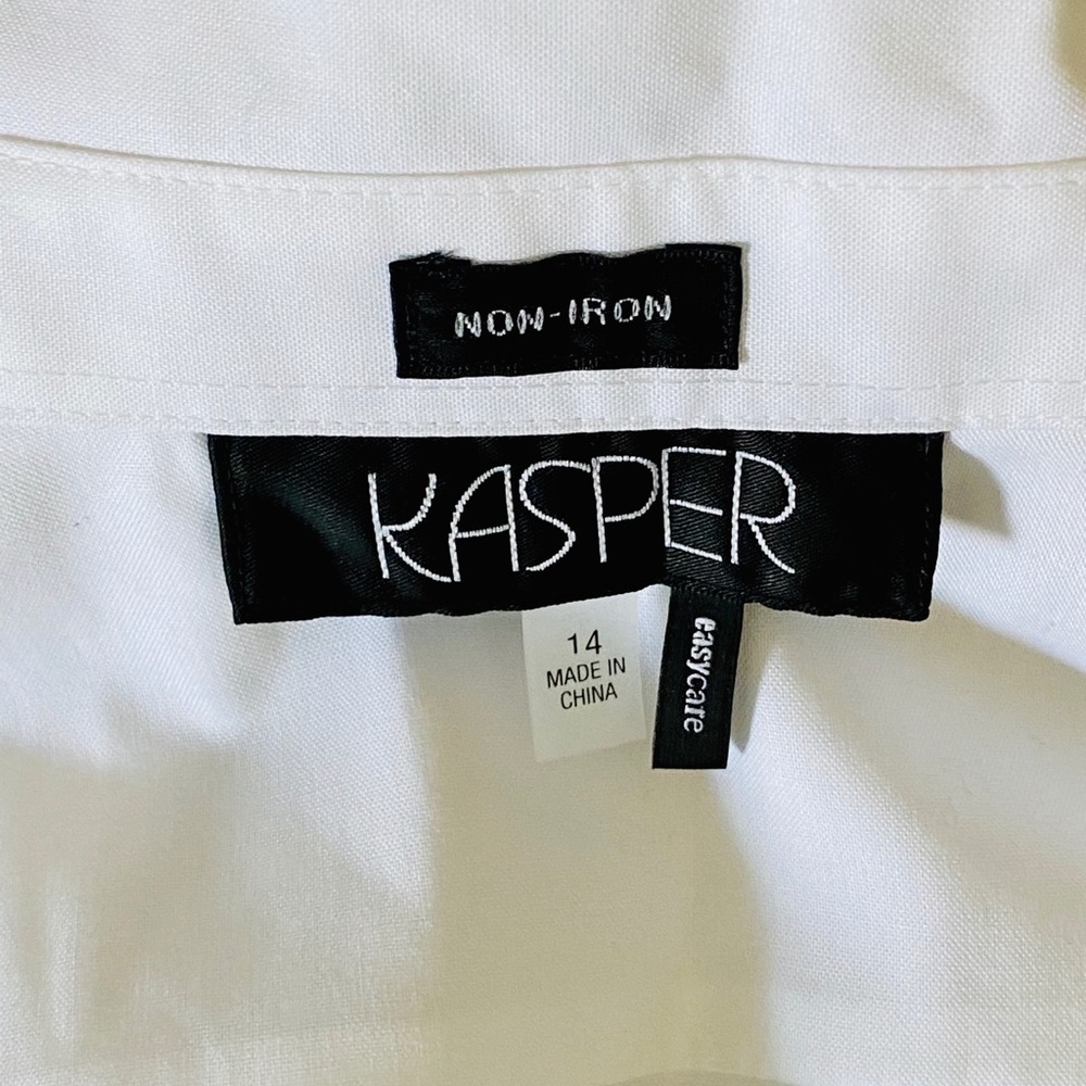 Kasper Separates White Cotton Sleeveless Shirt - Picture 3 of 7